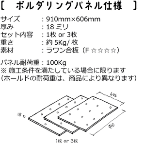 ボルダリングパネル（無塗装）910×606×18　3枚セット　爪付きナット付き